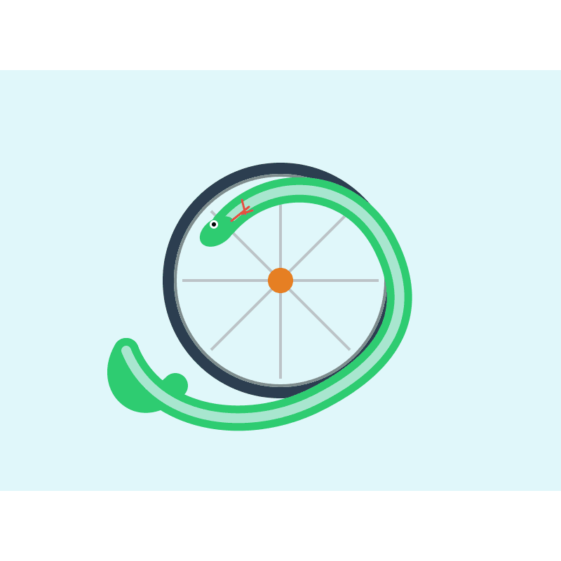 Local Qwen3.8 SVG: snake and bicycle wheel