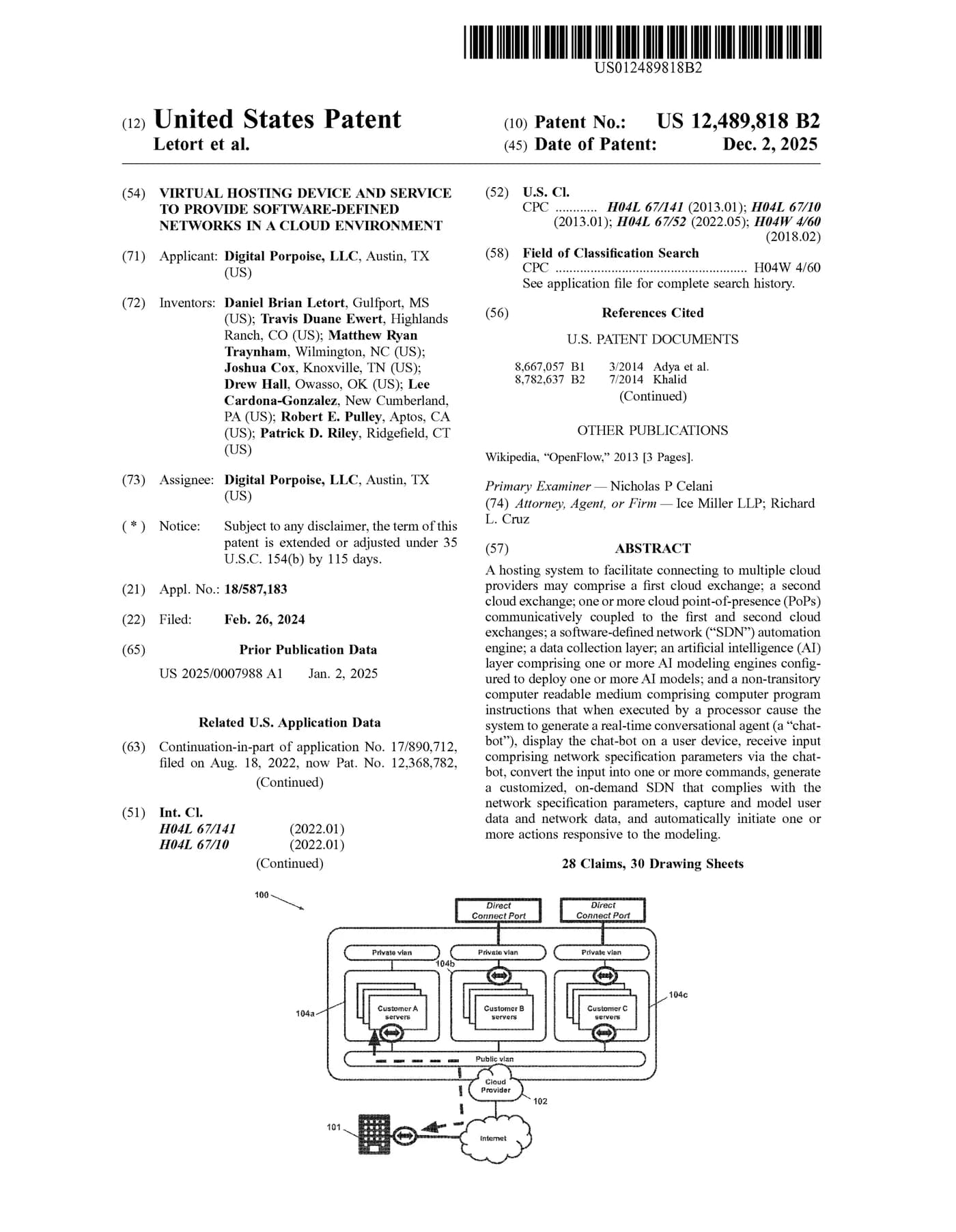 Front page of U.S. Patent 12,489,818